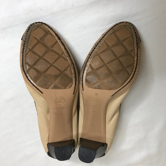 Chanel Spirit Sz 36 Soft Leather 2 Tone Cap Toe Interlocking CC Logo 3..25”Heel - Picture 14 of 16